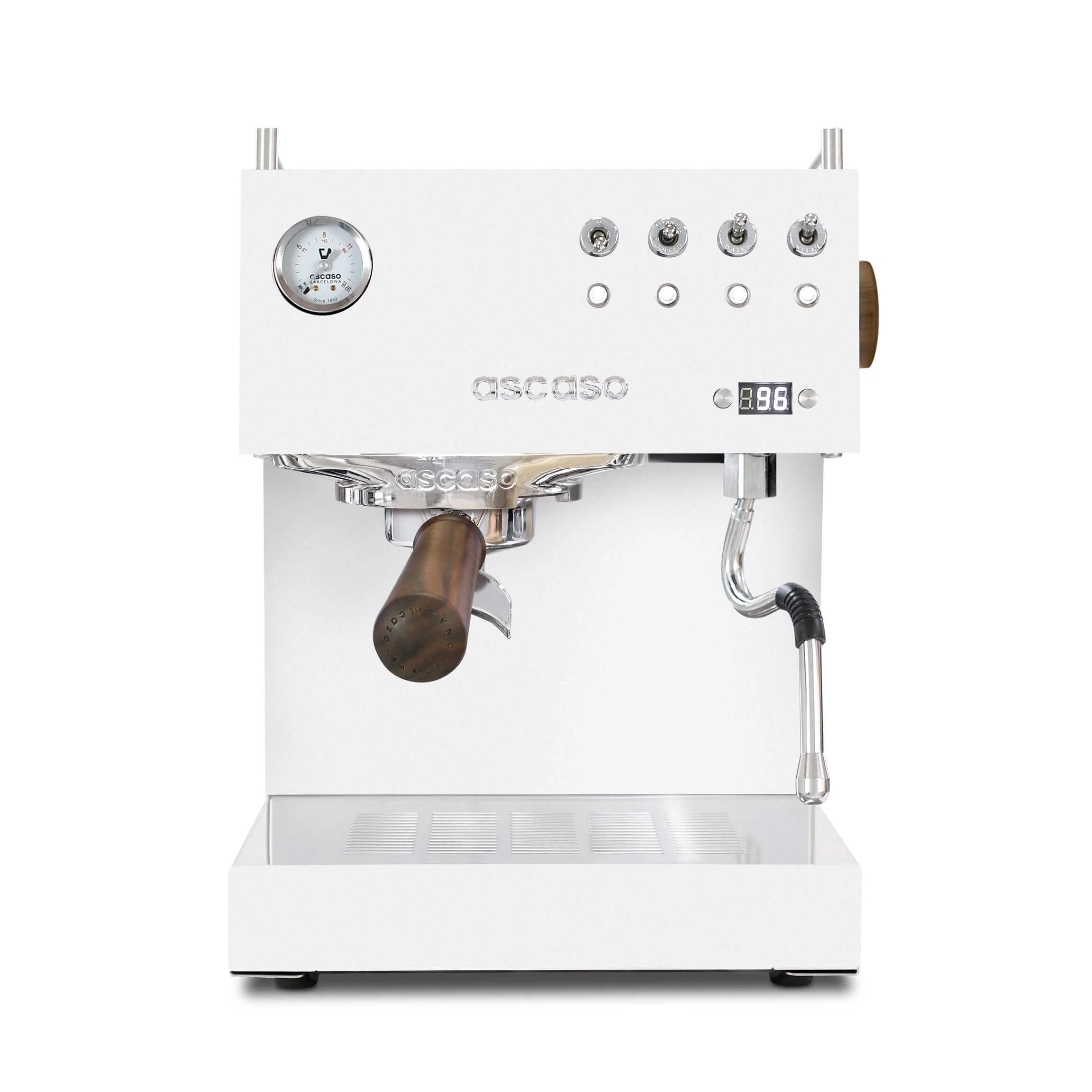 Refurbished Steel UNO PID Programmable Espresso Machine w/ Volumetric Controls, Single Thermoblock, 120V (White)